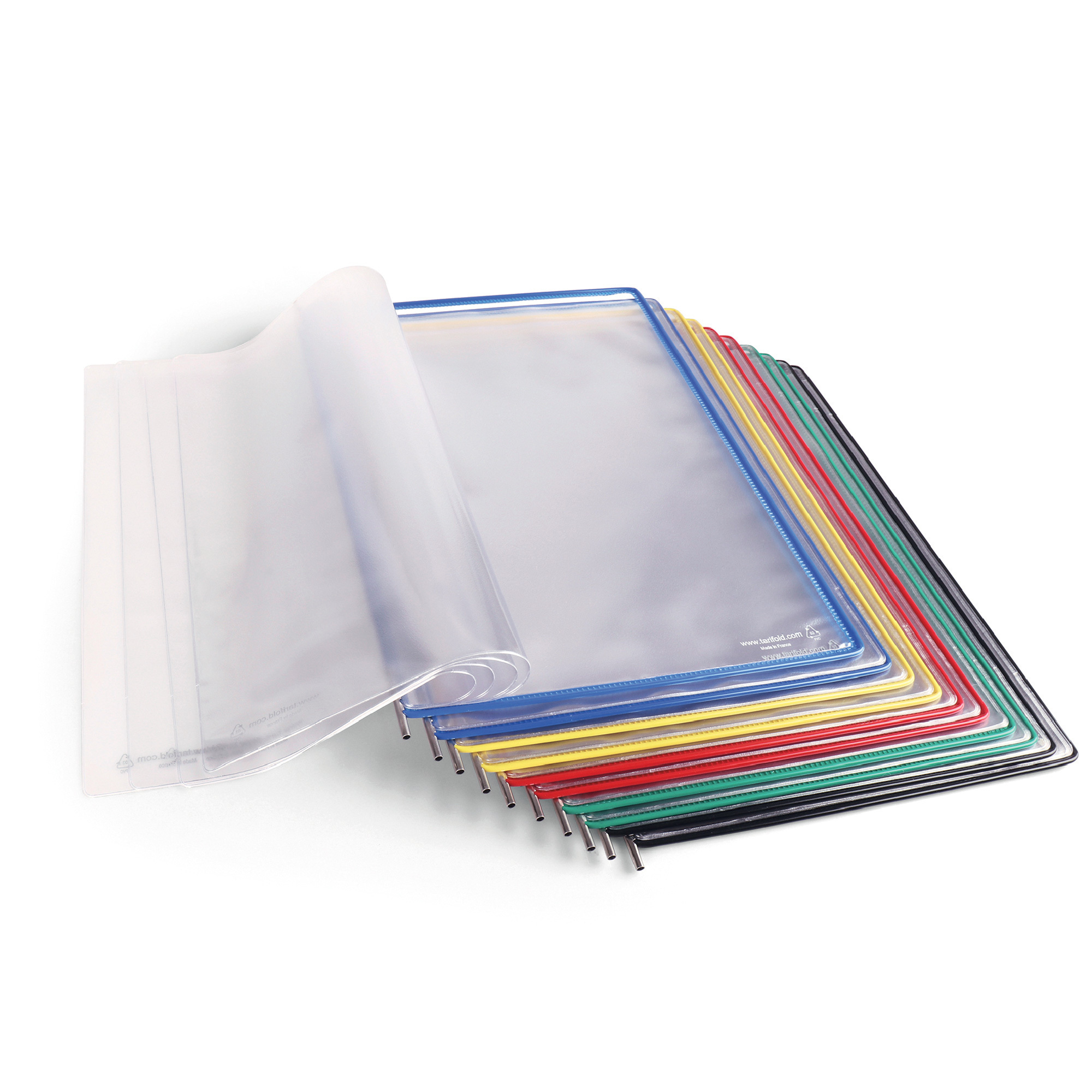 Tarifold Fold Five Document Display Pockets for Wall or Desk Systems, 5-Pack, Assorted Colors, 10in. x 12in., Model# PO95F